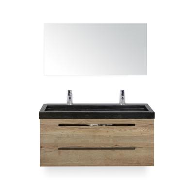 Seville Badmeubelset 120 cm - 2 laden Natuur Eiken - Wastafel Lucca Enkel - met Spiegel