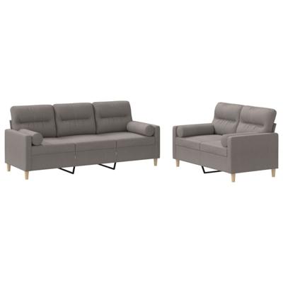 2-delige Loungeset met kussens stof taupe