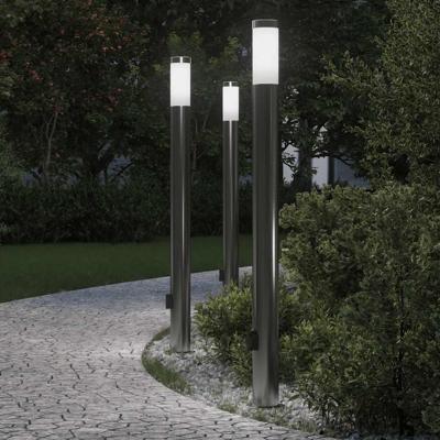 Bolderverlichting met stopcontact 3 stuks 110 cm roestvrij staal IP44
