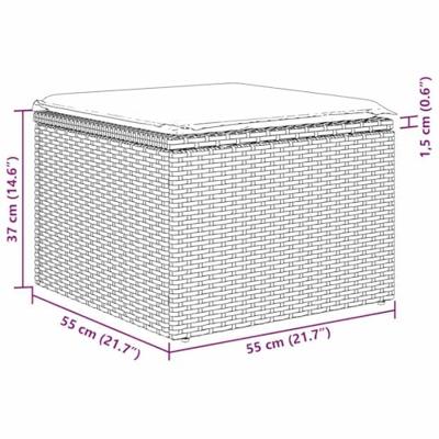 Tuinbankenset met kussen 9 pcs Grijs poly rattan