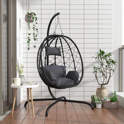 VidaXL Hangende ei-stoel met kussen antraciet poly rattan & staal