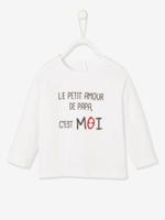 T-shirt met lange mouwen en tekst voor baby's wit - thumbnail