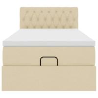 Bed met matras 100x200 cm stof crèmekleurig - thumbnail