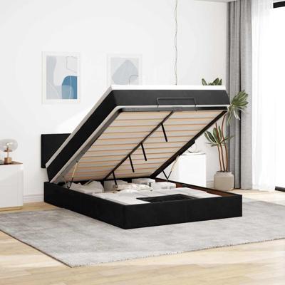 Ottoman bed met matras en LED's 140x200cm fluweel zwart