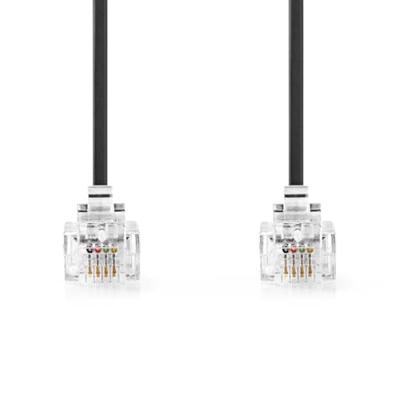 Nedis Telecomkabel | RJ11 Male | RJ11 Male | 2.00 m | Kabel design: Plat | Connectorplating: Goud Verguld | Kabeltype: RJ11 | Zwart - TCGL90200BK20