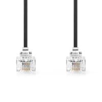 Nedis Telecomkabel | RJ11 Male | RJ11 Male | 2.00 m | Kabel design: Plat | Connectorplating: Goud Verguld | Kabeltype: RJ11 | Zwart - TCGL90200BK20 - thumbnail