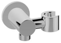 Wiesbaden Wandaansluitbocht met kantelbare handdouchehouder rond 1/2" chroom - thumbnail