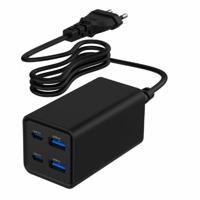 USB snellader 2xA, 2xC 65W Power Delivery zwart - thumbnail
