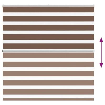 VidaXL Zebra rolgordijn 145x150 cm stofbreedte 140,9cm polyester bruin - thumbnail