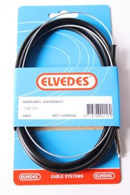 Elvedes gaskabel universeel 1700mm / 2250mm verzinkt zwart (op kaart)