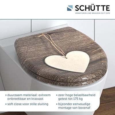 SCHÜTTE toiletbril met soft-close wood heart duroplast met print