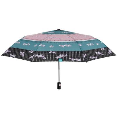 Perletti paraplu bloemen dames 96 cm microvezel roze/zwart Perletti paraplu bloemen dames 96 cm microvezel roze/zwart