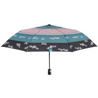 Perletti paraplu bloemen dames 96 cm microvezel roze/zwart - thumbnail