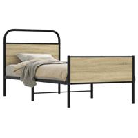 Bedframe zonder matras bewerkt hout sonoma eikenkleur 75x190 cm - thumbnail