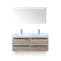 Seville Badmeubelset 120 cm - 4 laden Craft Oak - Wastafel Enjoy Dubbel - met Sence Spiegel - thumbnail