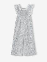 Gedrukte bloemenjurk voor meisjes met kantdetails voor speciale gelegenheden blauw, bedrukt - thumbnail