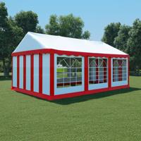 vidaXL Tuinpaviljoen 4x6 m PVC rood en wit - thumbnail