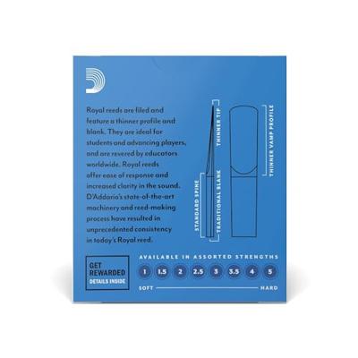 D'Addario Woodwinds RBB1015 Royal Eb Klarinetriet, sterkte 1.5, 10 stuks, filed D'Addario Woodwinds RBB1015 Royal Eb Klarinetriet, sterkte 1.5, 10 stuks, filed