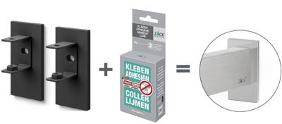 ZACK Linea montageset voor verlijming geschikt voor 2 bevestigingspunten zwart