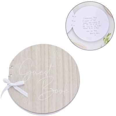 Ginger Ray gastenboek rond hout 22 cm | 5 stuks