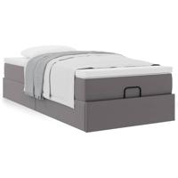 Ottoman bed met matras 80x200 cm kunstleer grijs - thumbnail