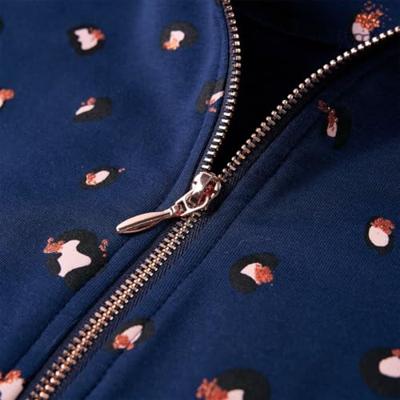 Kindervest met capuchon stippenprint 92 marineblauw