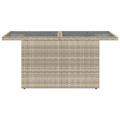 Tuintafel met glazen blad 100x55x73 cm poly rattan lichtgrijs - thumbnail