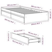 Bedframe met lades bewerkt hout gerookt eikenkleurig 100x200 cm - thumbnail