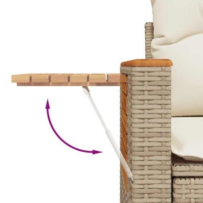 8-delige Loungeset met kussens poly rattan beige