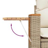 8-delige Loungeset met kussens poly rattan beige - thumbnail