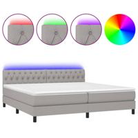 Boxspring met matras en LED stof lichtgrijs 200x200 cm - thumbnail