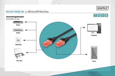 Digitus DK-1617-0025/BL RJ45 Netwerkkabel, patchkabel CAT 6 U/UTP 0.25 m Zwart Halogeenvrij, Verdraaide paren 1 stuk(s) Digitus DK-1617-0025/BL RJ45 Netwerkkabel, patchkabel CAT 6 U/UTP 0.25 m Zwart Halogeenvrij, Verdraaide paren 1 stuk(s)