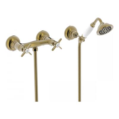 Douchemengkraan Tres Clasic 2 Kruisgreep Incl Handdouche en Doucheslang Verouderd Messing