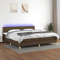 Boxspring met matras en LED stof donkerbruin 200x200 cm - thumbnail