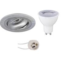 GU10 Inbouwspot Set - Mat Zilver - Inbouw Rond - Dimbaar - Kantelbaar - Pragmi Alpin Pro - 6W - Warm Wit 3000K - Ø92mm - thumbnail