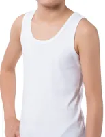 Basic jongens hemd - 100% katoen - 140 - Wit - Top - Singlet - 140 - 140 - thumbnail