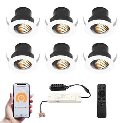 Set van 6 Medina Smart LED Mini Inbouwspots - Veranda spots - 12V 3W 150lm - Dimbaar - Kantelbaar - Wifi & Bluetooth - 2700K - IP44 - Wit