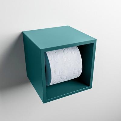 MONDIAZ Easy Toiletrolhouder CUBE 160 solid surface 16x16cm kleur Smag. Geschikt voor op en inbouw.