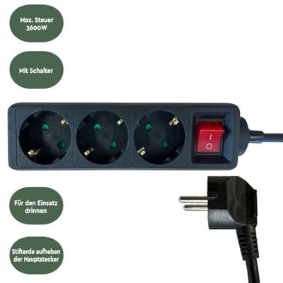 Stekkerdoos BRASQ 3 voudig 3 meter zwart