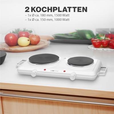 Clatronic DKP 3583 271699 Dubbele kookplaat Met handmatige temperatuursinstelling