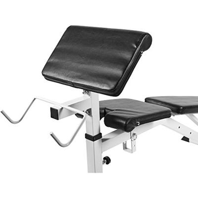 Verstelbare fitnessbank met Curlrack wit - thumbnail