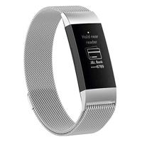 Fitbit Charge 3 & 4 milanese bandje - Maat: Large - Zilver - thumbnail