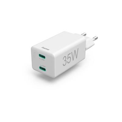 Hama Snellader 2x USB-C PD/Qualcomm® Mini-oplader 35 W Wit Hama Snellader 2x USB-C PD/Qualcomm® Mini-oplader 35 W Wit