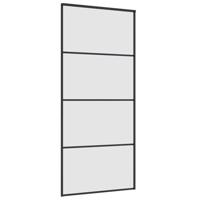Schuifdeur met beslagset 90x205 cm ESG glas zwart - thumbnail