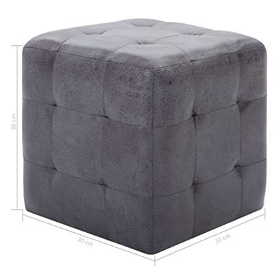VidaXL Poef 2 st 30x30x30 cm kunstsuède grijs VidaXL Poef 2 st 30x30x30 cm kunstsuède grijs