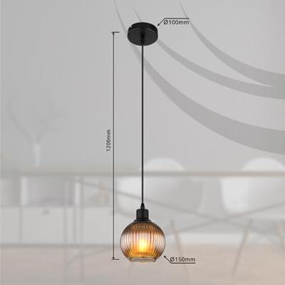 Globo HanglampZumba smoke glas Ø 15cm - 15638P