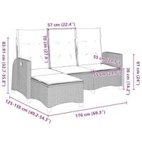 Verstelbare tuinbank met kussens L-vormig poly rattan grijs - thumbnail