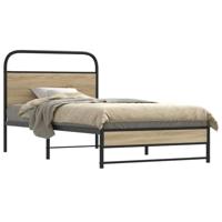 Bedframe zonder matras bewerkt hout gerookt eiken 90x190 cm - thumbnail