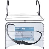 Metalen Droogrek + 3 m Waslijn Zilver/Zwart - thumbnail