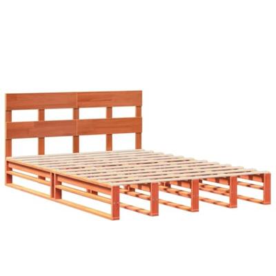 Bedframe zonder matras massief grenenhout wasbruin 150x200 cm